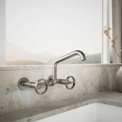 Two-hole wall-mount bridge kitchen sink faucet^Kohler New