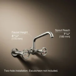 Two-hole wall-mount bridge kitchen sink faucet^Kohler New
