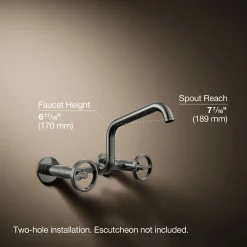 Two-hole wall-mount bridge kitchen sink faucet^Kohler New