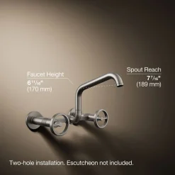 Two-hole wall-mount bridge kitchen sink faucet^Kohler New