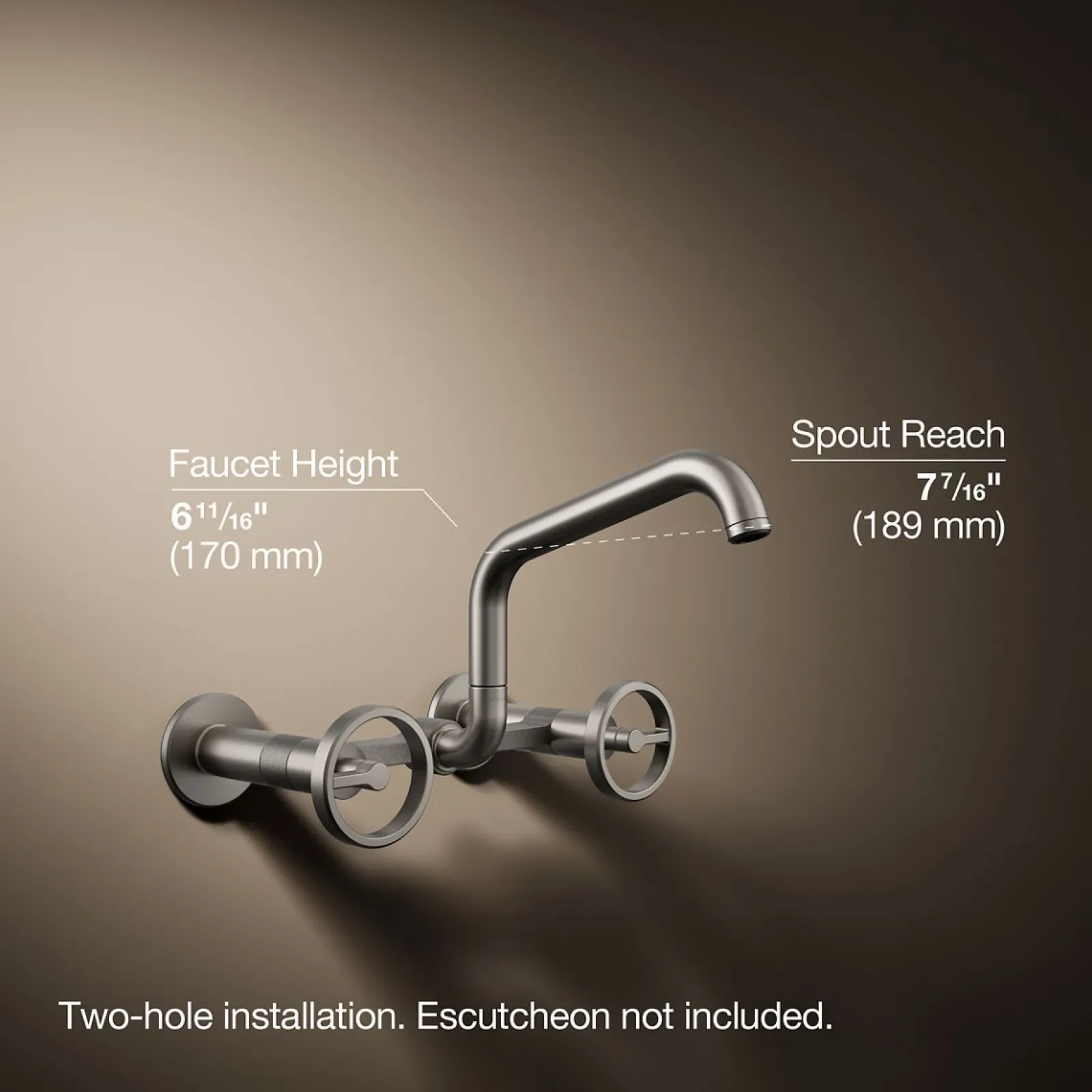 Two-hole wall-mount bridge kitchen sink faucet^Kohler New