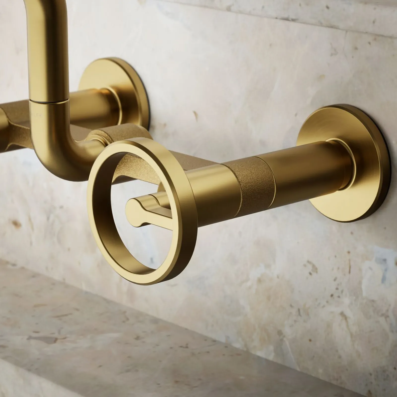 Two-hole wall-mount bridge kitchen sink faucet^Kohler New