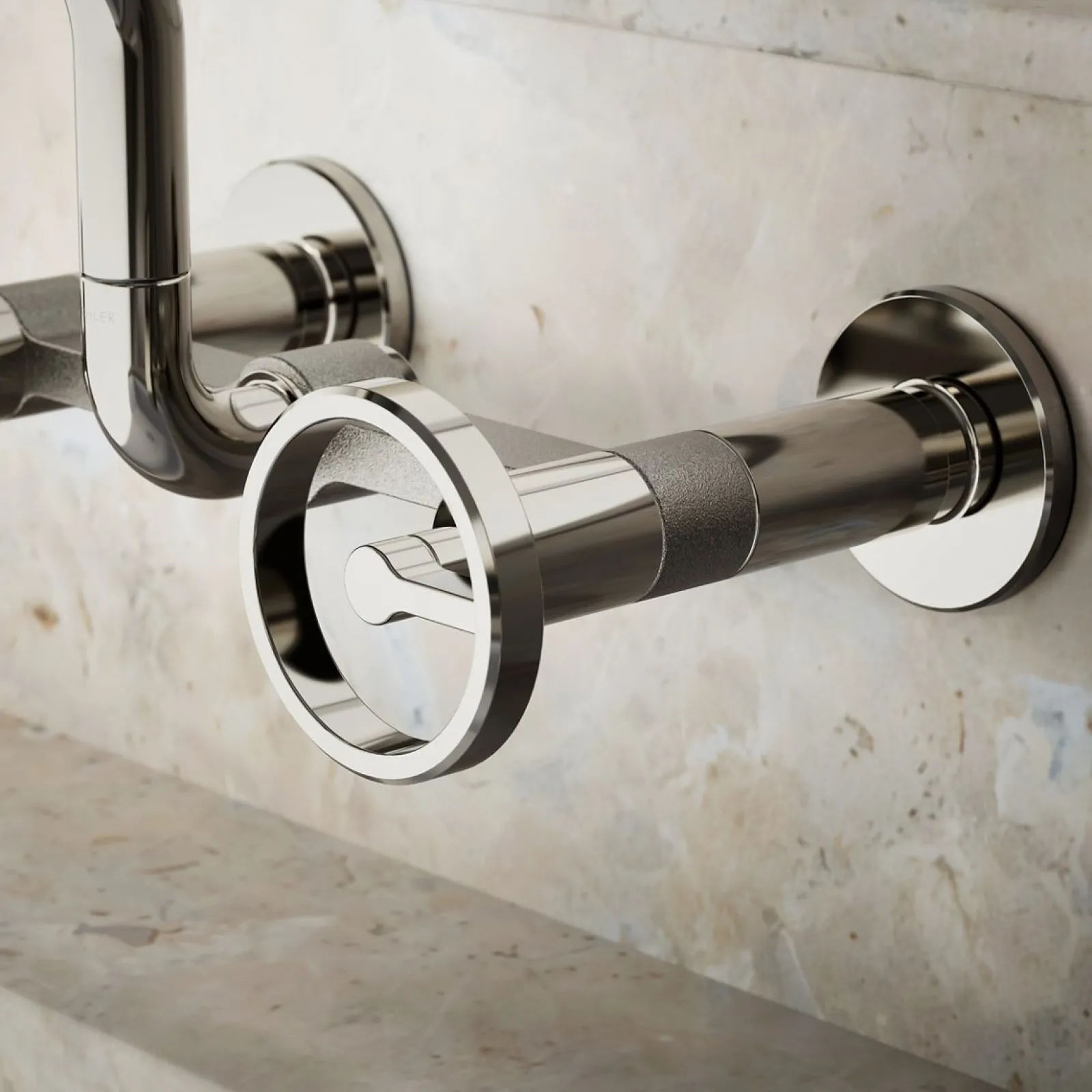 Two-hole wall-mount bridge kitchen sink faucet^Kohler New