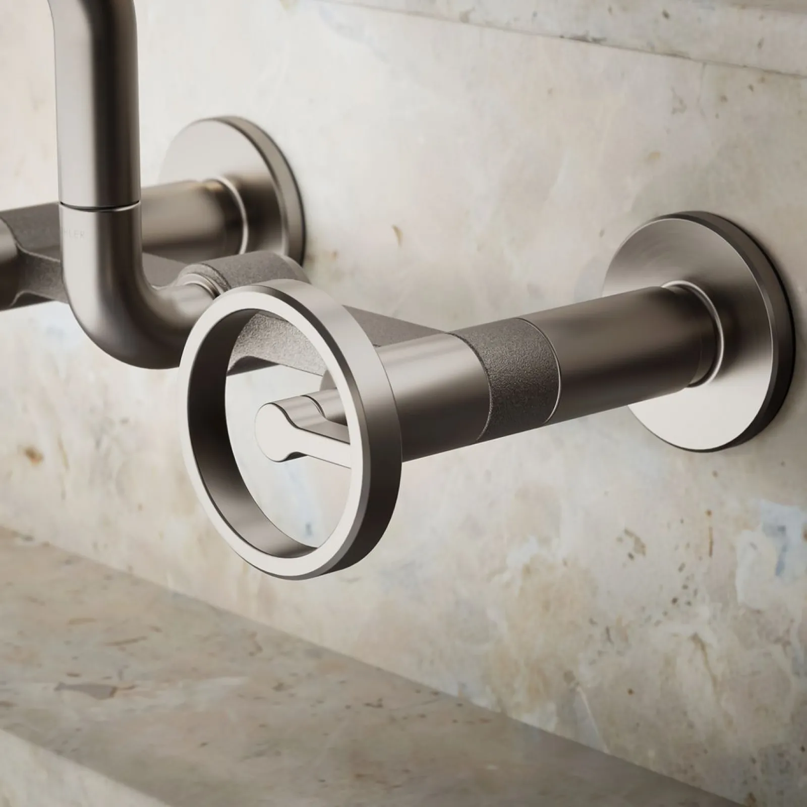 Two-hole wall-mount bridge kitchen sink faucet^Kohler New