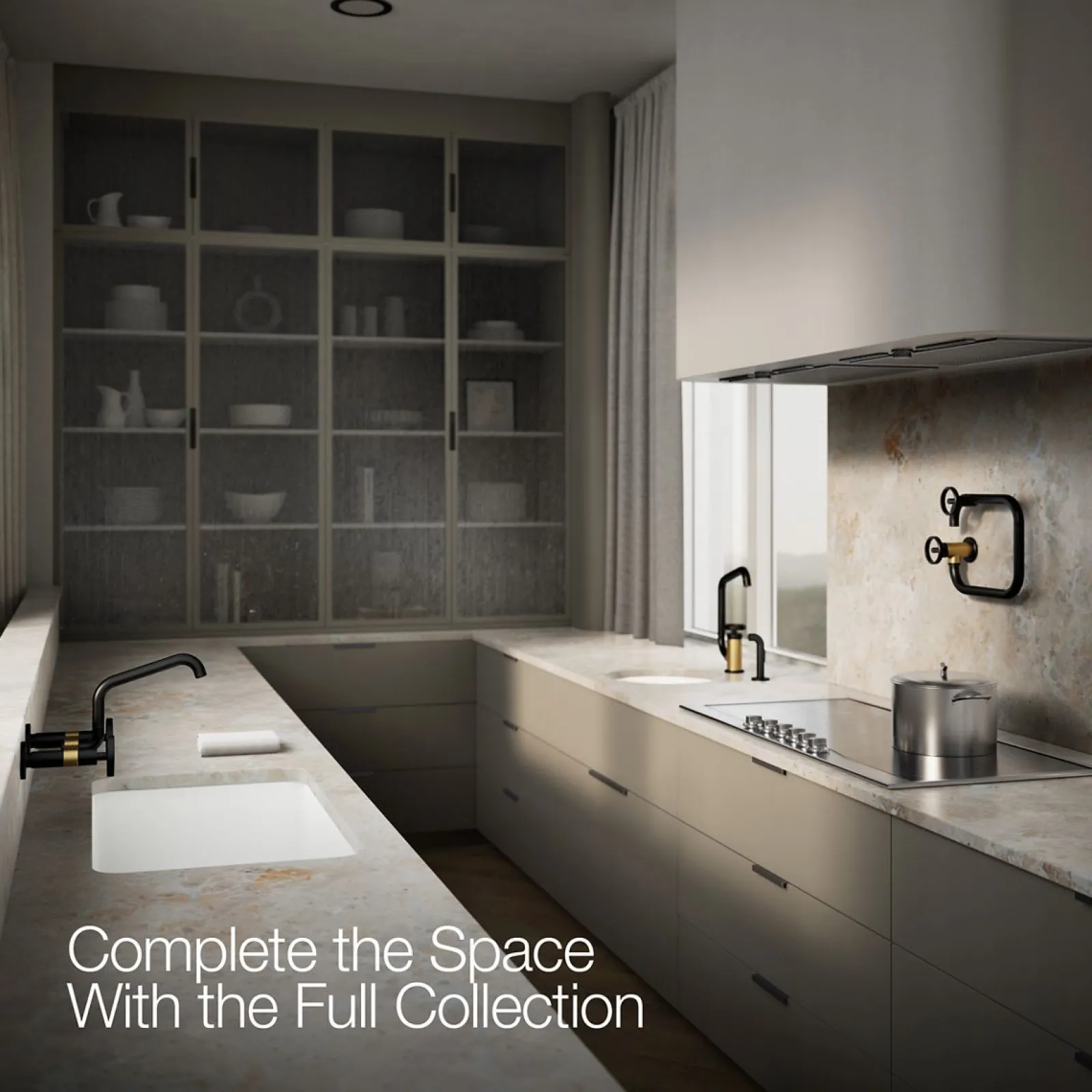Two-hole wall-mount bridge kitchen sink faucet^Kohler New