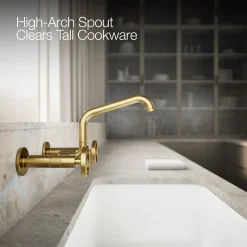 Two-hole wall-mount bridge kitchen sink faucet^Kohler New