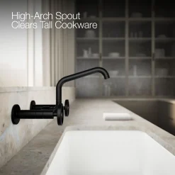 Two-hole wall-mount bridge kitchen sink faucet^Kohler New