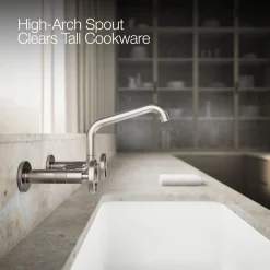 Two-hole wall-mount bridge kitchen sink faucet^Kohler New