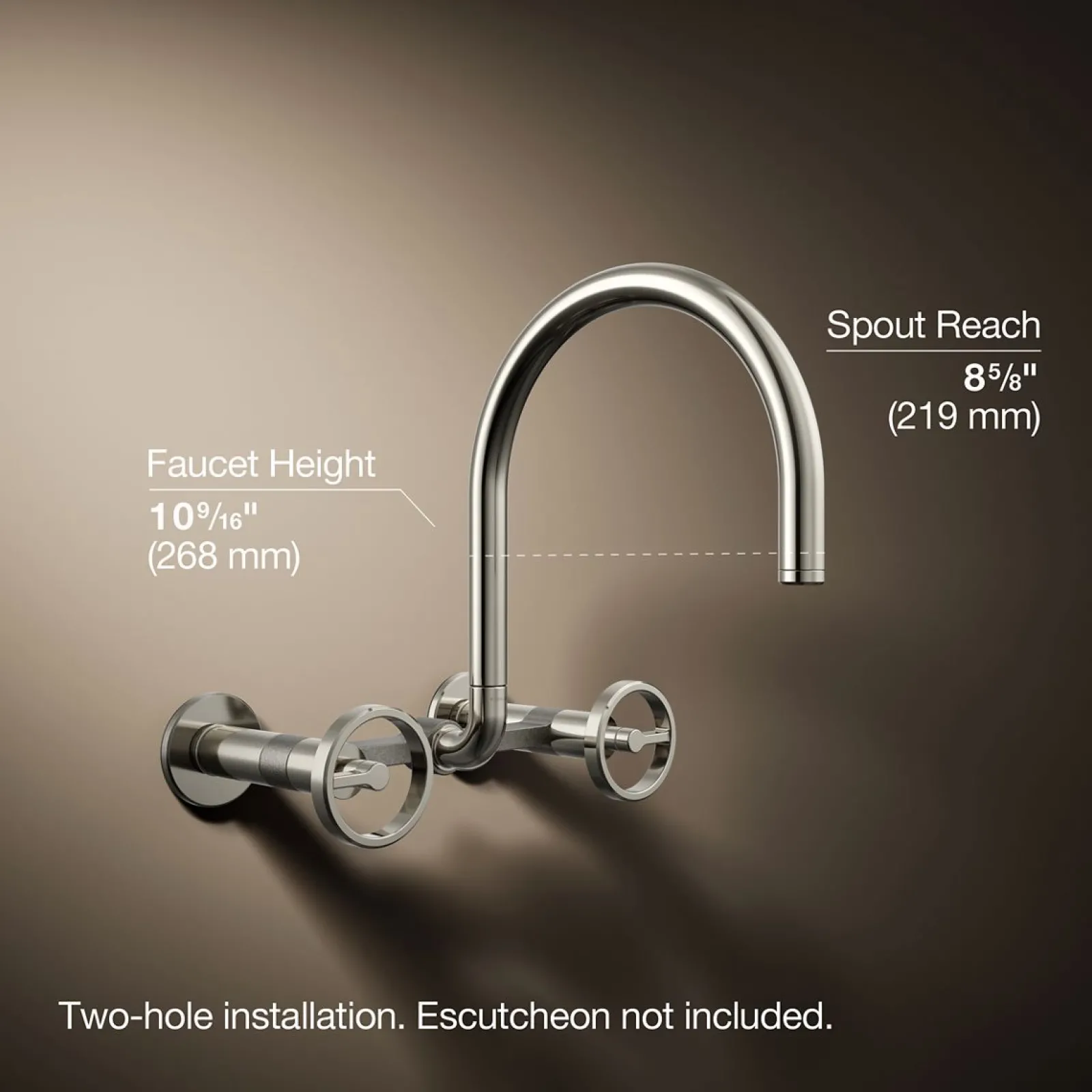 Two-hole wall-mount bridge kitchen sink faucet^Kohler Hot