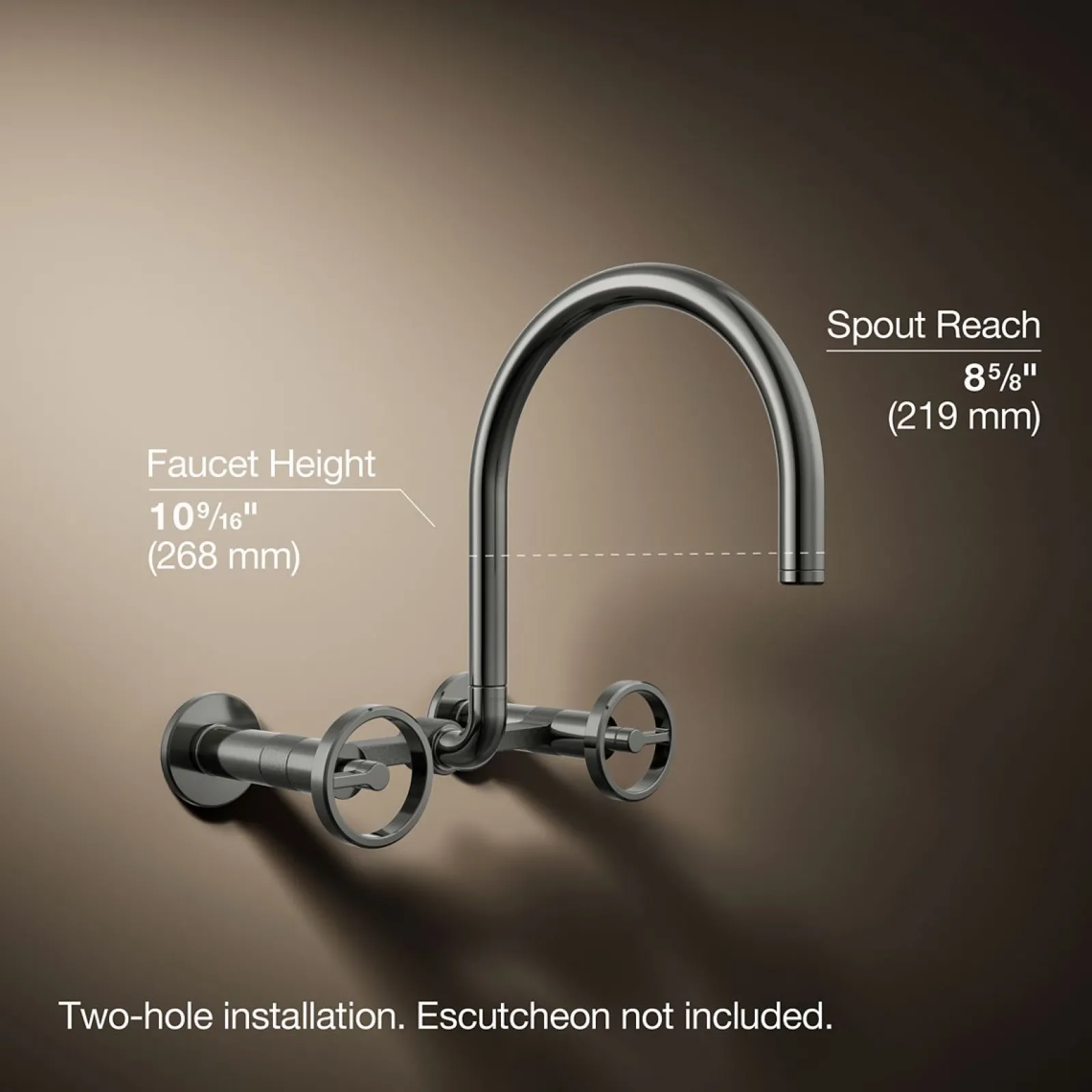 Two-hole wall-mount bridge kitchen sink faucet^Kohler Hot