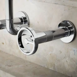 Two-hole wall-mount bridge kitchen sink faucet^Kohler Hot