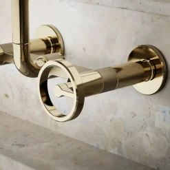 Two-hole wall-mount bridge kitchen sink faucet^Kohler Hot