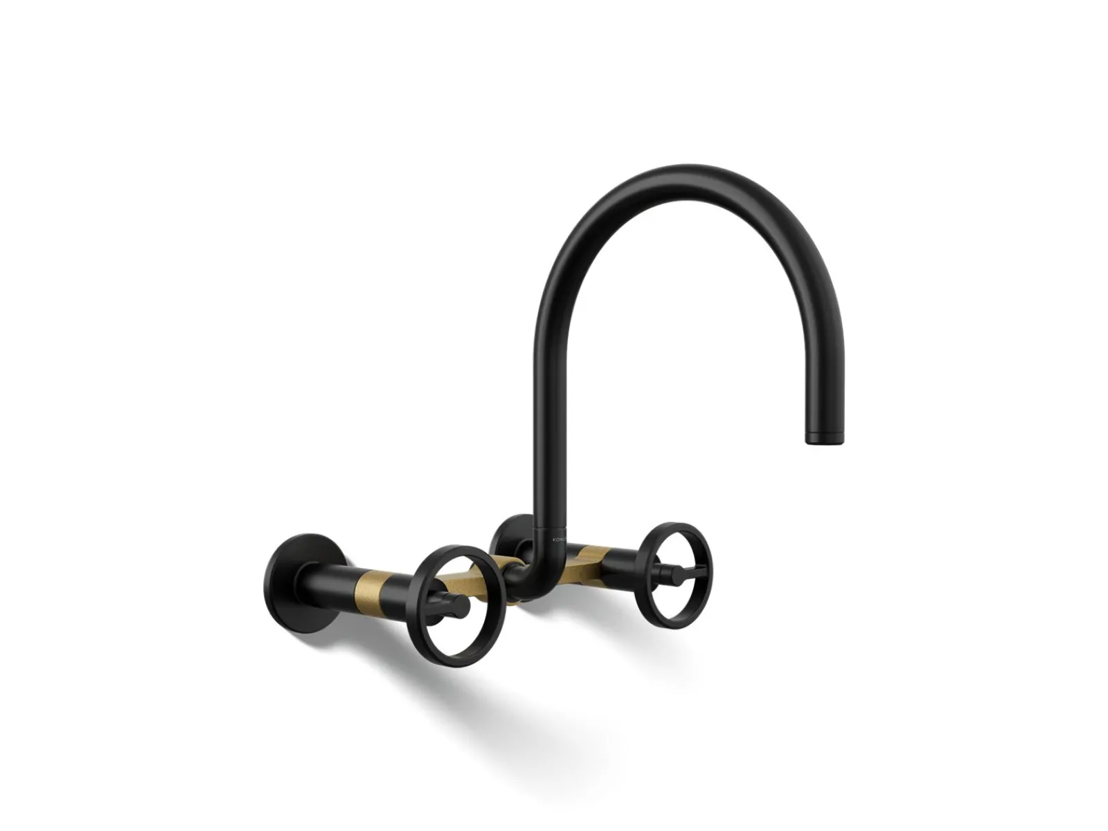 Two-hole wall-mount bridge kitchen sink faucet^Kohler Hot