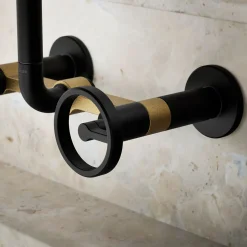 Two-hole wall-mount bridge kitchen sink faucet^Kohler Hot