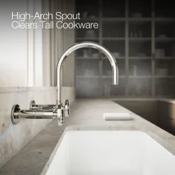 Two-hole wall-mount bridge kitchen sink faucet^Kohler Hot