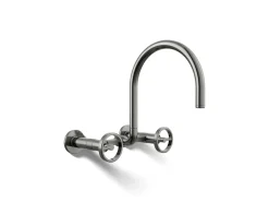 Two-hole wall-mount bridge kitchen sink faucet^Kohler Hot