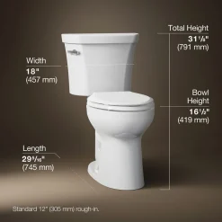 Two-piece elongated toilet, 1.6 gpf^Kohler