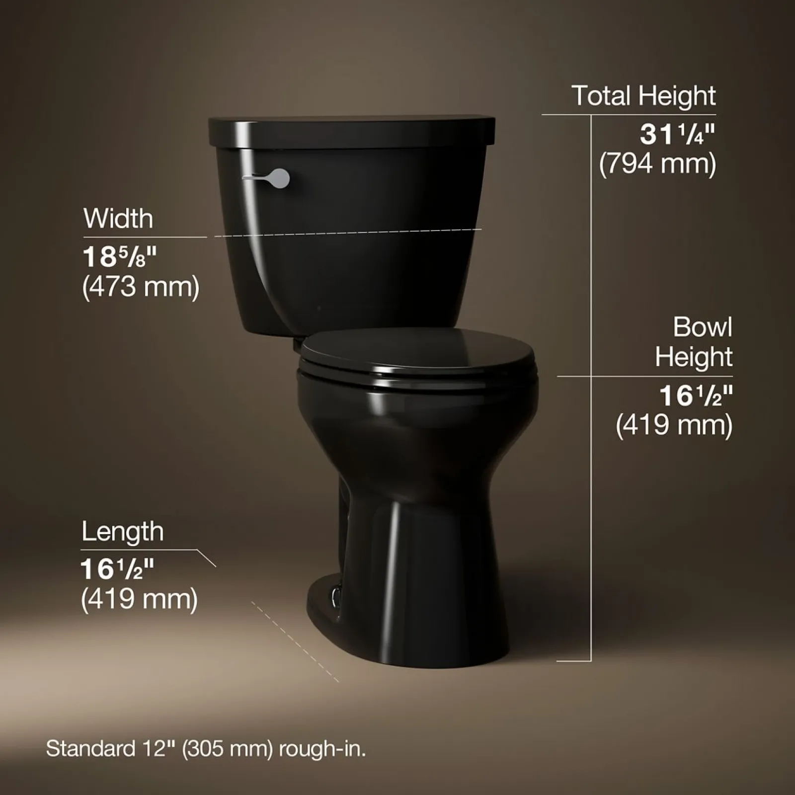 Two-piece elongated toilet, 1.28 gpf^Kohler Hot