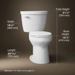 Two-piece elongated toilet, 1.28 gpf^Kohler Online