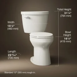 Two-piece elongated toilet, 1.28 gpf^Kohler Online