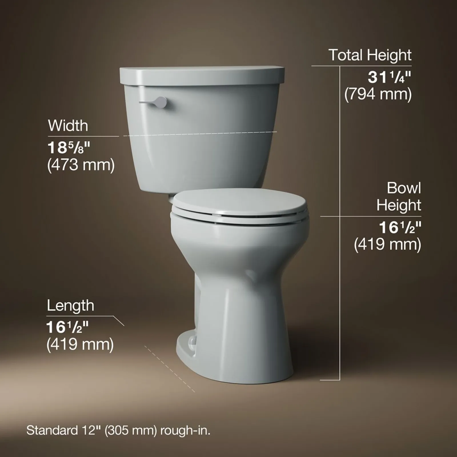 Two-piece elongated toilet, 1.6 gpf^Kohler New