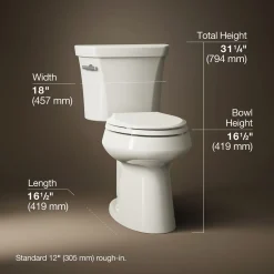 Two-piece elongated toilet, 1.0 gpf^Kohler