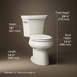 Two-piece elongated toilet, 1.28 gpf^Kohler Outlet
