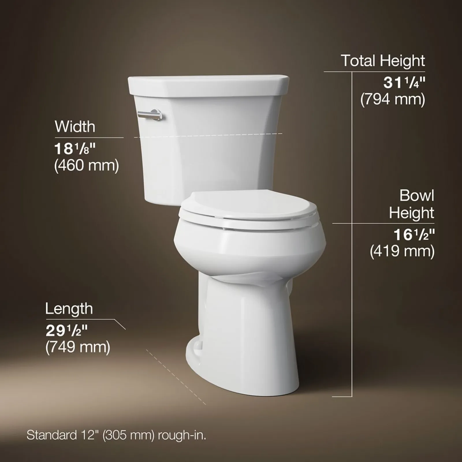 Two-piece elongated toilet, 1.28 gpf^Kohler Outlet