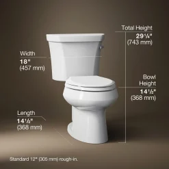 Two-piece elongated toilet, 1.28 gpf^Kohler Sale