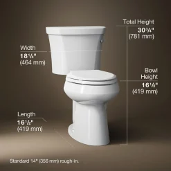 Two-piece elongated toilet, 1.28 gpf^Kohler Clearance