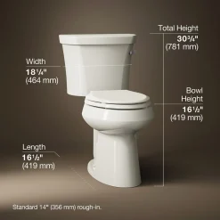 Two-piece elongated toilet, 1.28 gpf^Kohler Clearance