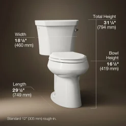 Two-piece elongated toilet, 1.28 gpf^Kohler Sale