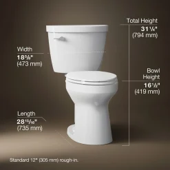 Two-piece elongated toilet, 1.6 gpf^Kohler