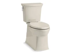 Two-piece elongated toilet with skirted trapway, 1.28 gpf^Kohler Best