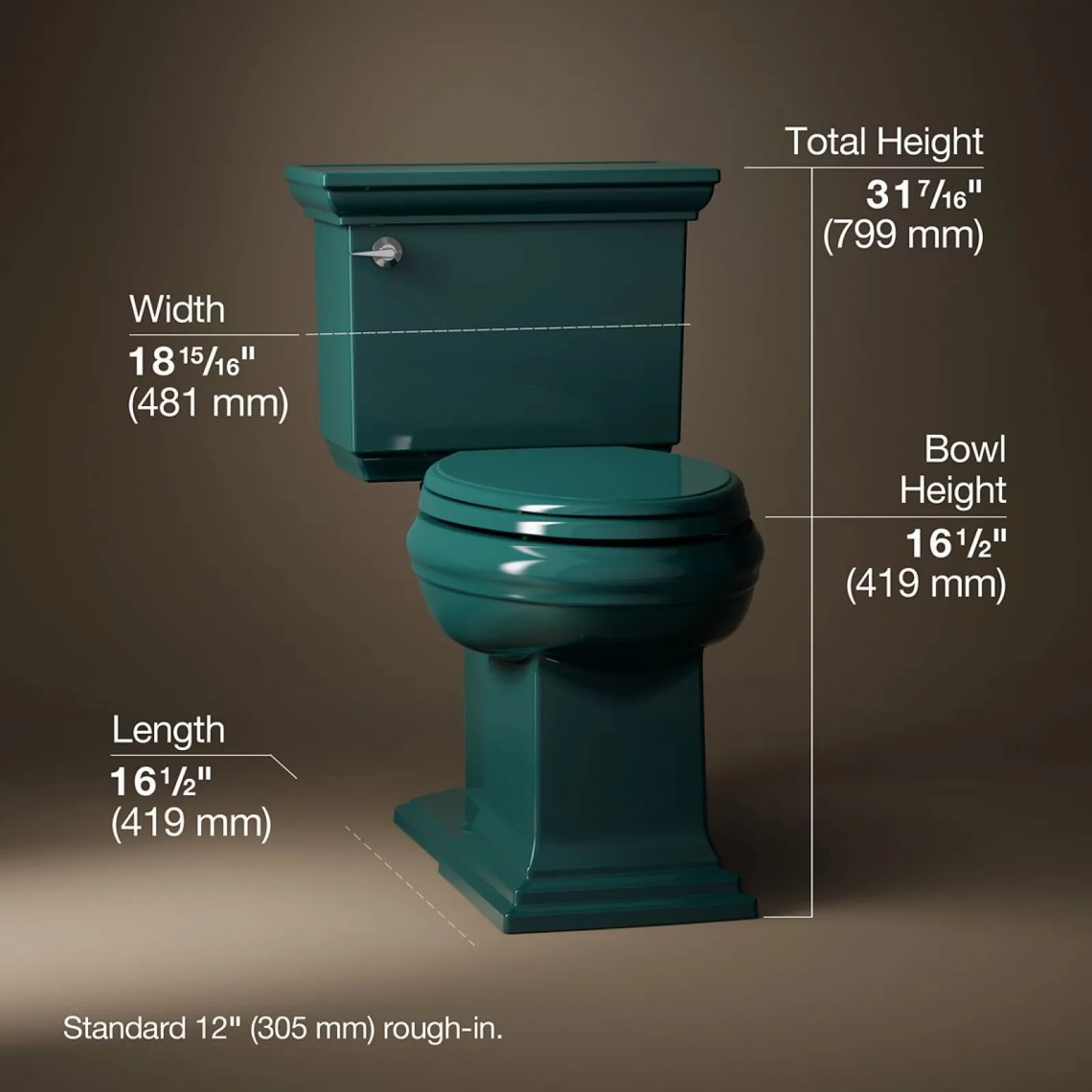 Two-piece elongated toilet with concealed trapway, 1.28 gpf^Kohler Hot