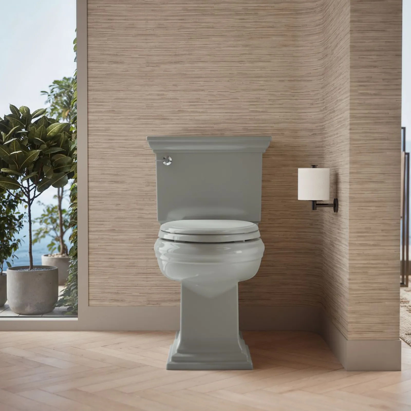 Two-piece elongated toilet with concealed trapway, 1.28 gpf^Kohler Hot