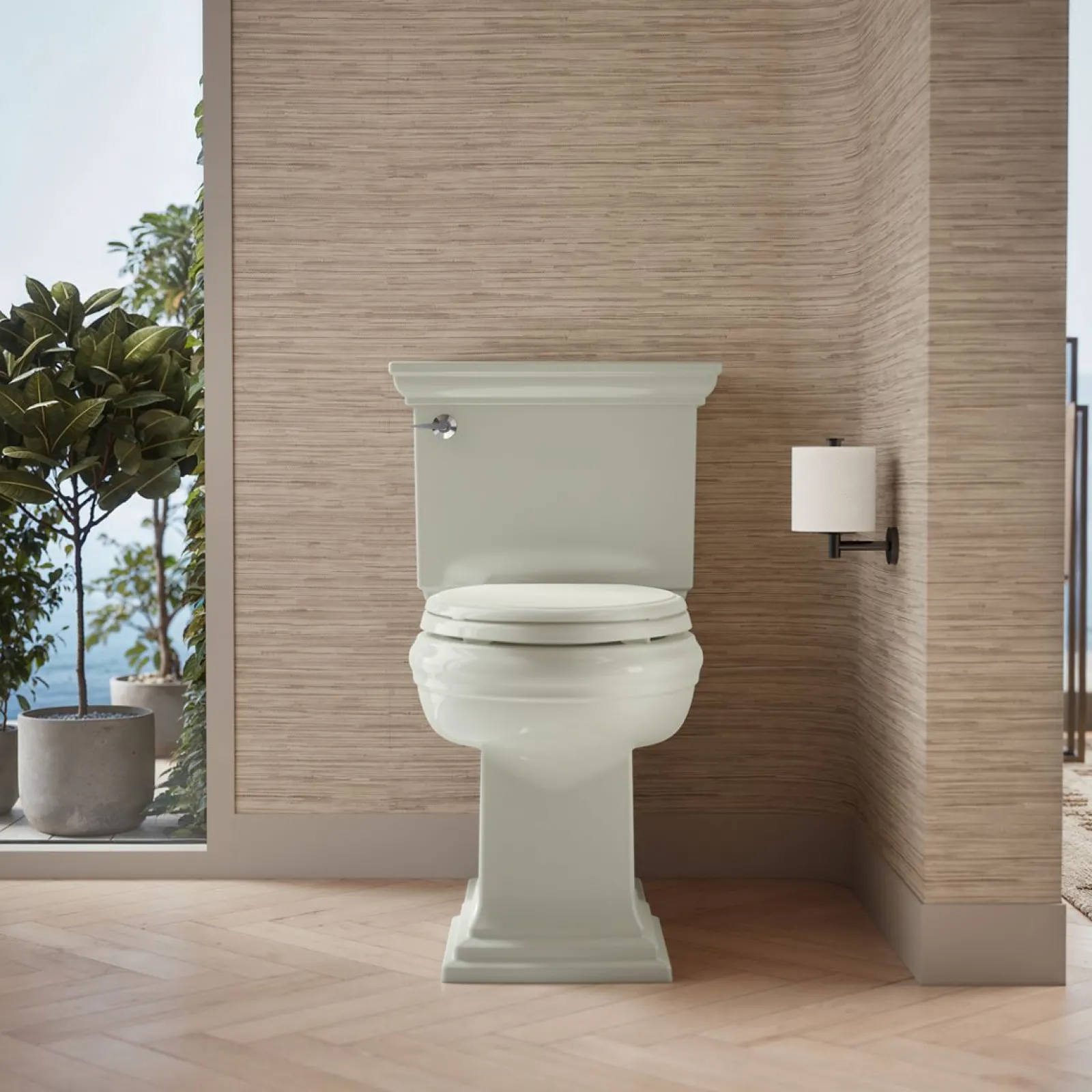 Two-piece elongated toilet with concealed trapway, 1.28 gpf^Kohler Hot