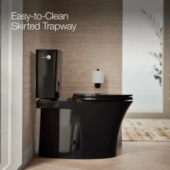 Two-piece elongated toilet with skirted trapway, 1.28 gpf^Kohler Hot