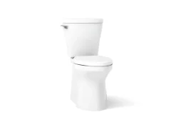 Two-piece elongated toilet with skirted trapway, 1.28 gpf^Kohler Clearance