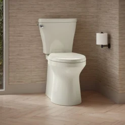 Two-piece elongated toilet with skirted trapway, 1.28 gpf^Kohler Clearance