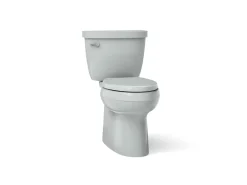 Two-piece elongated toilet with skirted trapway, 1.28 gpf^Kohler