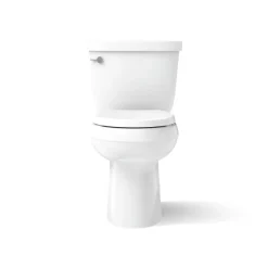 Two-piece elongated toilet with skirted trapway, 1.28 gpf^Kohler