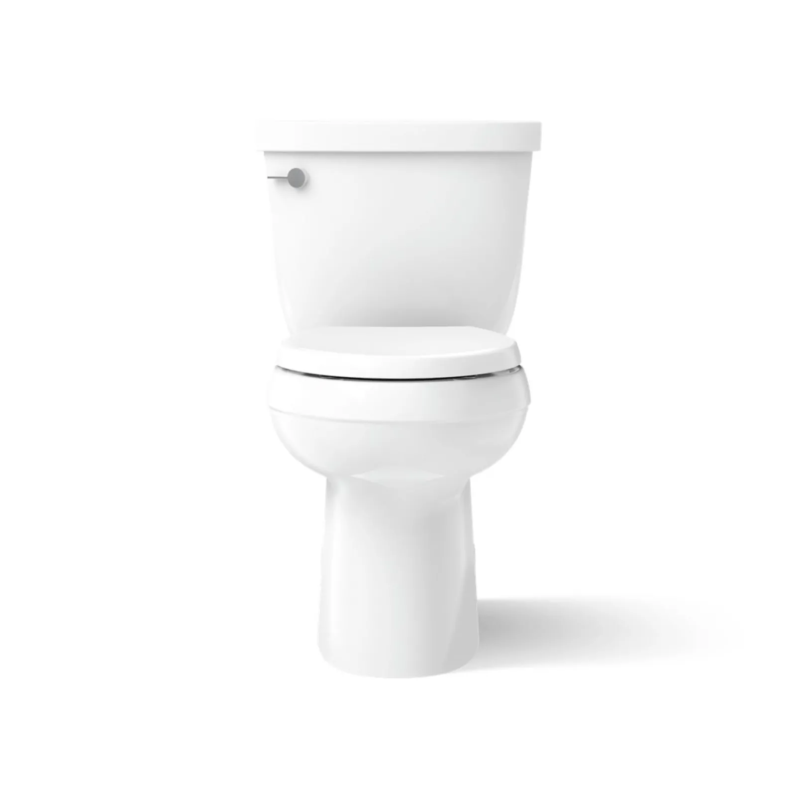 Two-piece elongated toilet with skirted trapway, 1.28 gpf^Kohler