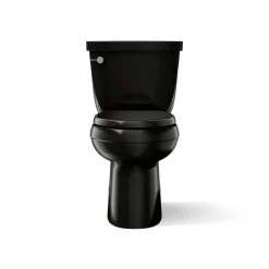 Two-piece elongated toilet with skirted trapway, 1.28 gpf^Kohler