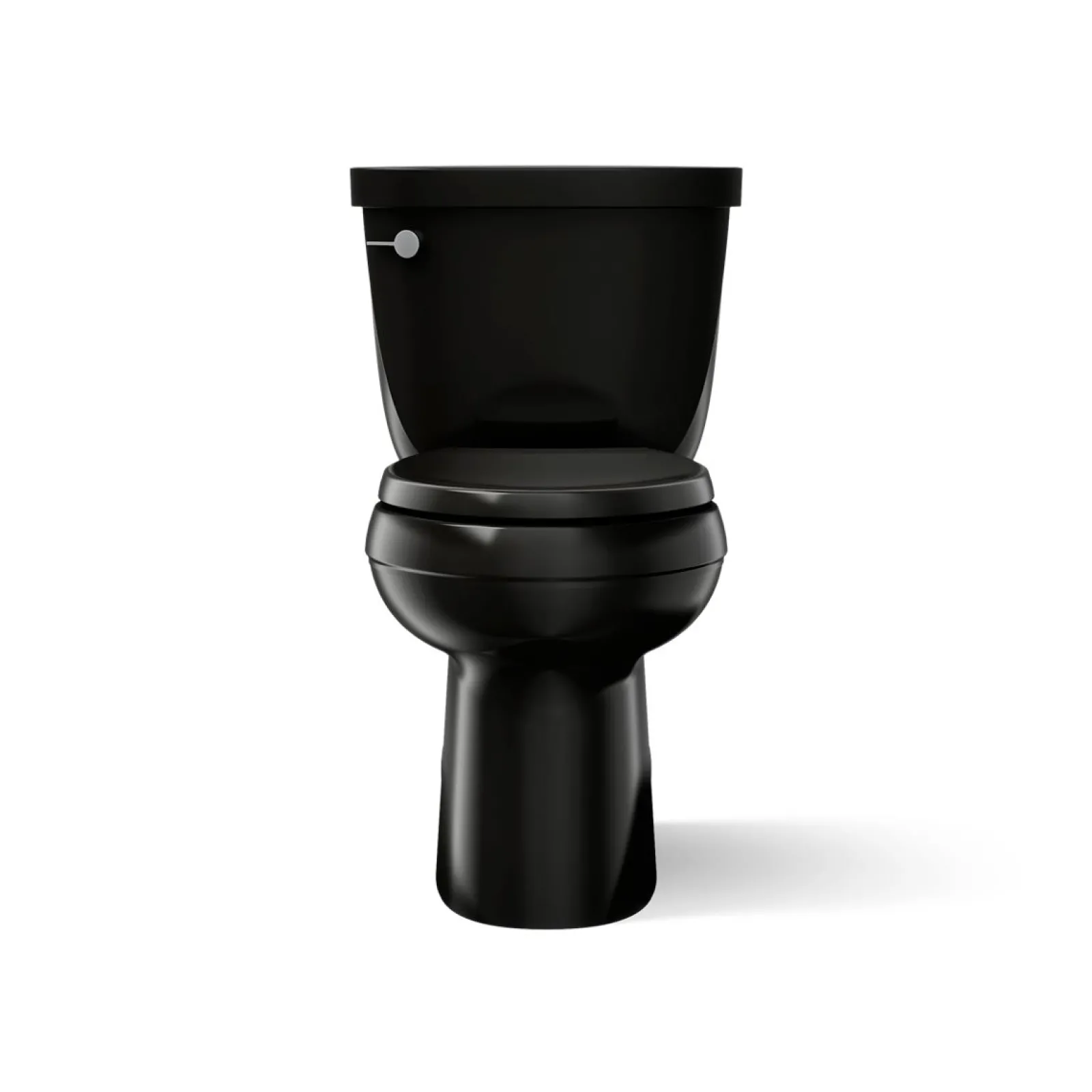 Two-piece elongated toilet with skirted trapway, 1.28 gpf^Kohler