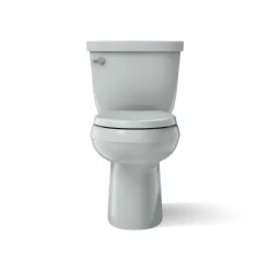 Two-piece elongated toilet with skirted trapway, 1.28 gpf^Kohler