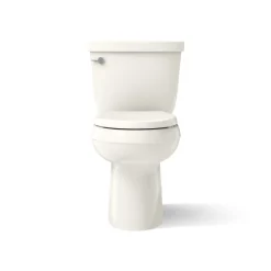 Two-piece elongated toilet with skirted trapway, 1.28 gpf^Kohler
