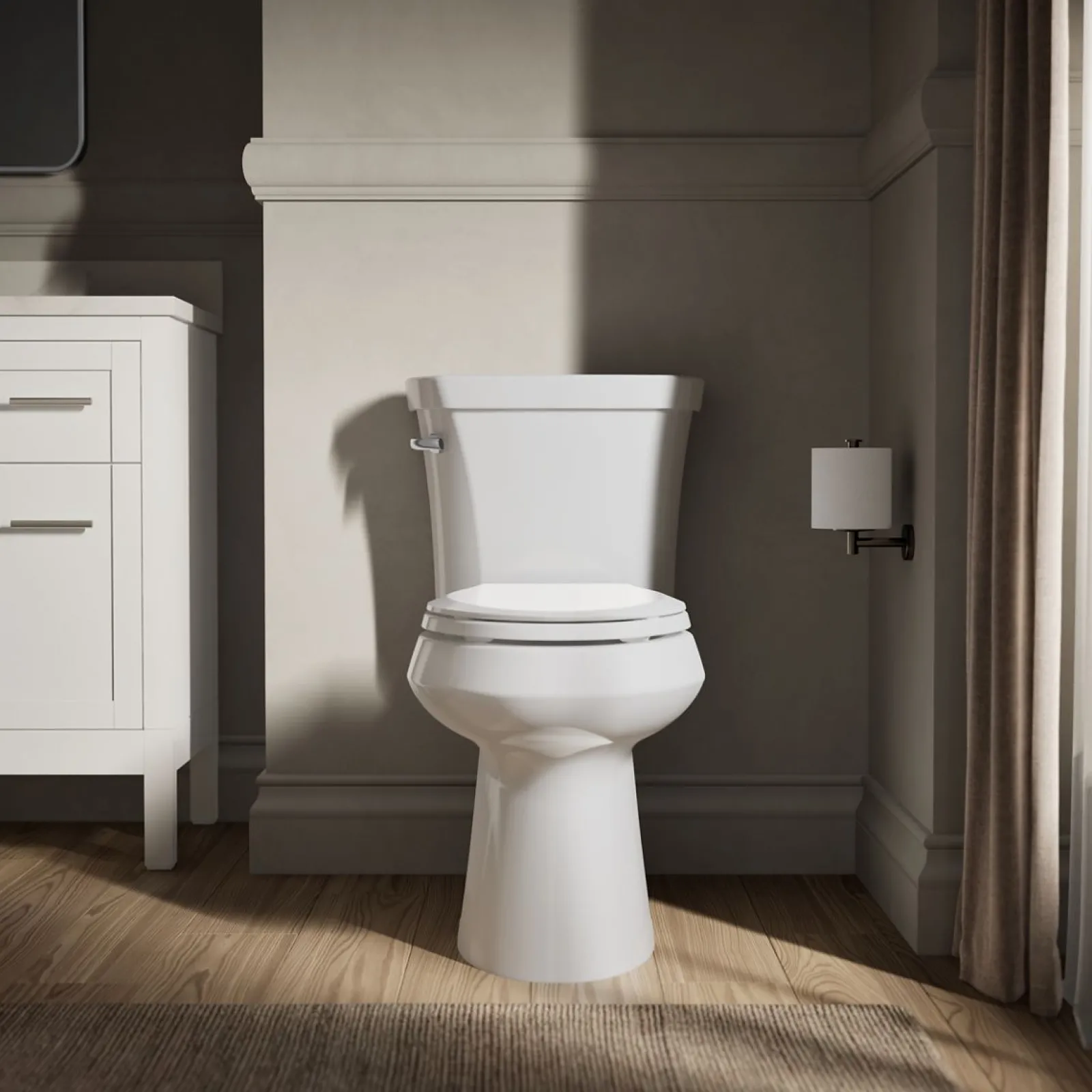 Two-piece elongated toilet with concealed trapway, 1.28 gpf^Kohler Online
