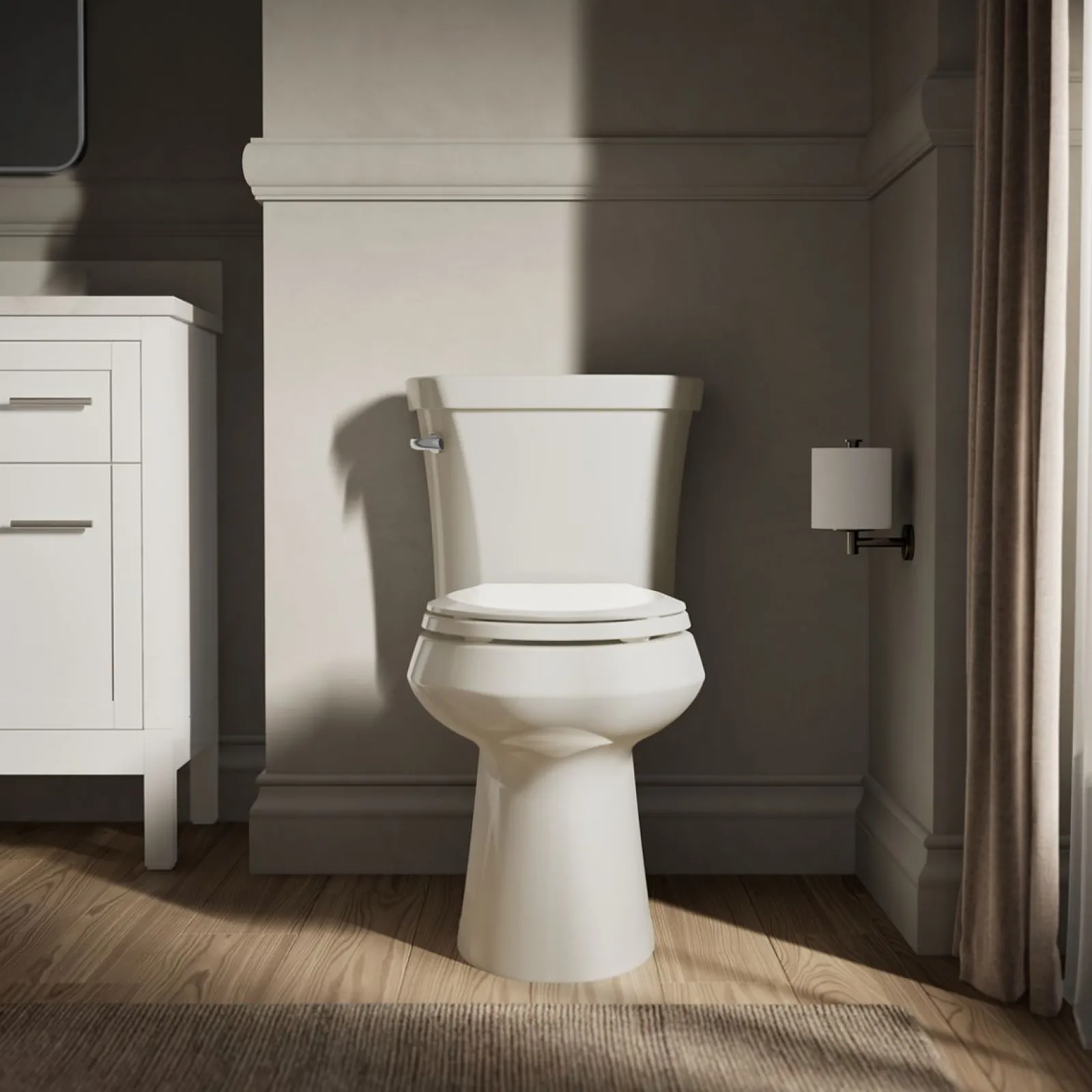 Two-piece elongated toilet with concealed trapway, 1.28 gpf^Kohler Online