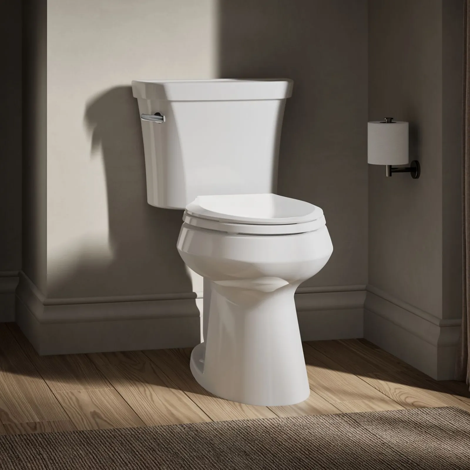 Two-piece elongated toilet with concealed trapway, 1.28 gpf^Kohler Online